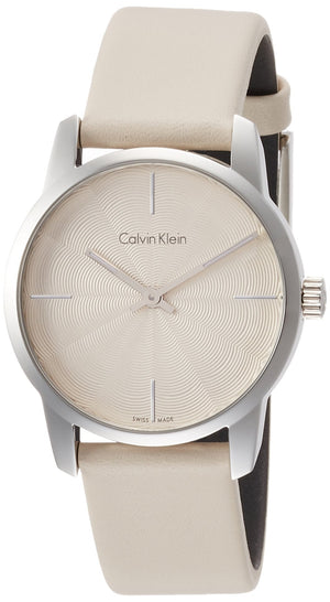 Calvin Klein City White Dial White Leather Strap Watch for Women - K2G231XH