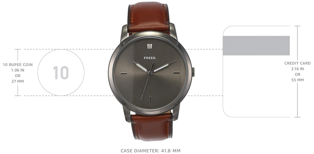 Fossil The Minimalist 3H Grey Dial Brown Leather Strap Watch for Men - FS5479