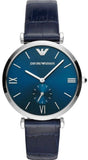 Emporio Armani AR11300 Gianni T-Bar Quartz Men's Watch – Blue Dial with Blue Leather Strap