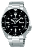 Seiko 5 Sports SRPD55K1 Automatic Men's Watch – Black Dial with Day-Date Display & Silver Stainless Steel Bracelet