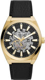 Fossil ME3208 Everett Automatic Skeleton Men’s Watch – Black Dial with Black Leather Strap