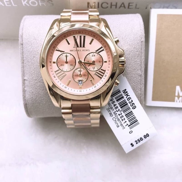 Michael Kors Bradshaw Gold Dial Two Tone Steel Strap Watch for Women - MK6359