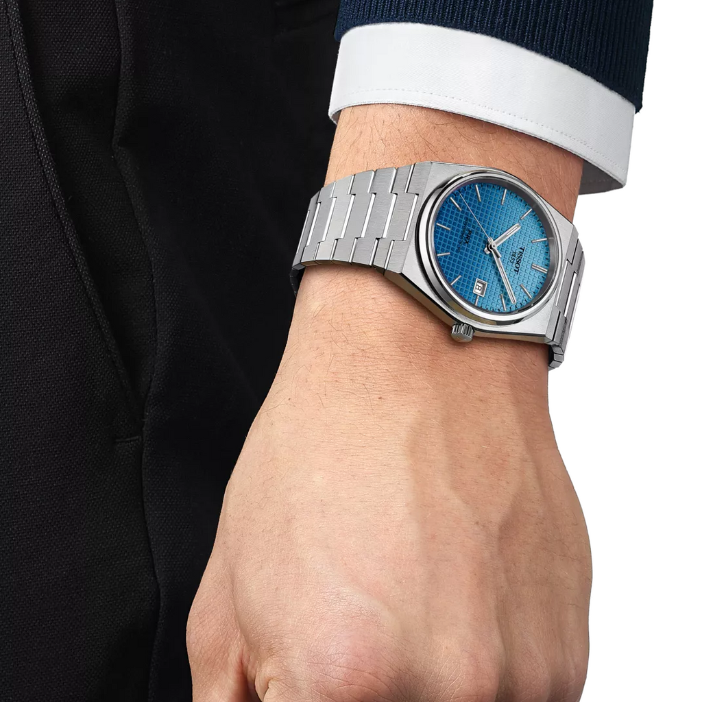 Tissot T137.407.11.351.01 PRX Powermatic 80 Men's Watch – Gradient Blue Dial & Silver Steel Strap