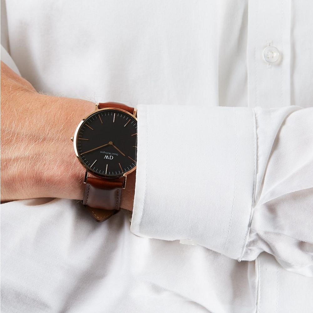 Daniel Wellington Classic Durham Black Dial Brown Leather Strap Watch For Women - DW00100142