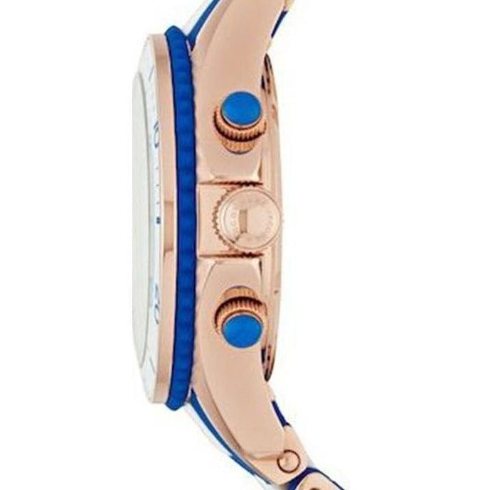 Marc Jacobs Rock Chronograph White Dial Two Tone Silicone Strap Watch for Women - MBM2594