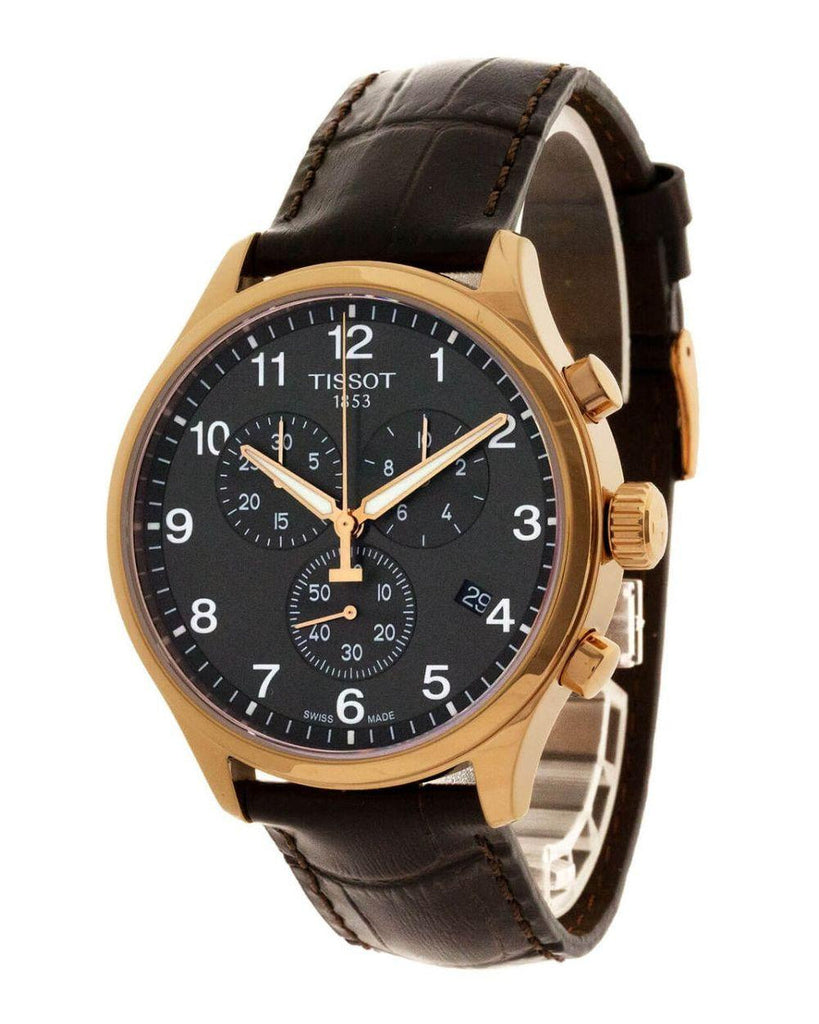 Tissot Chrono XL Black Dial Brown Leather Strap Watch For Men - T116.617.36.057.01