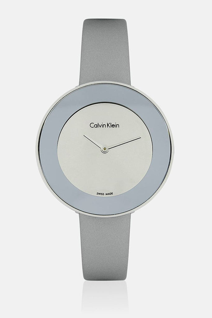 Calvin Klein Chic Silver Dial White Leather Strap Watch for Women - K7N23UP8