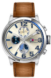 Tommy Hilfiger 1791239 Jackson Multi-Function Men's Watch – Silver Dial & Brown Leather Strap