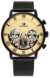Tommy Hilfiger 1710568 Legend Chronograph Men's Watch – Gold Dial & Black Mesh Bracelet