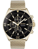 Hugo Boss 1513703 Ocean Edition Men's Watch – Black Dial & Gold Mesh Bracelet