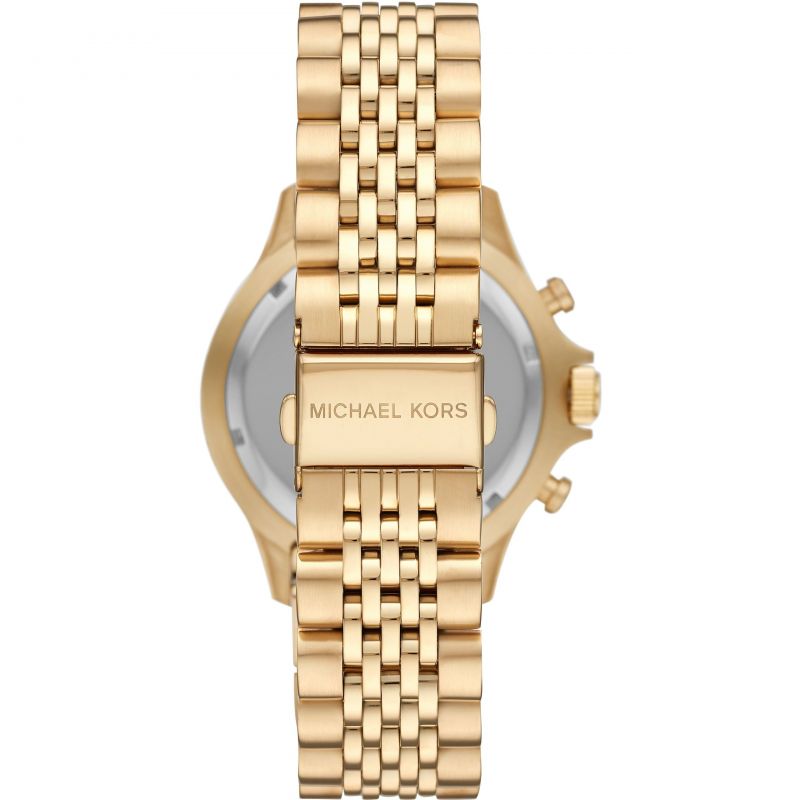 Michael Kors Bayville Chronograph Black Dial Gold Steel Strap Watch For Men - MK8726