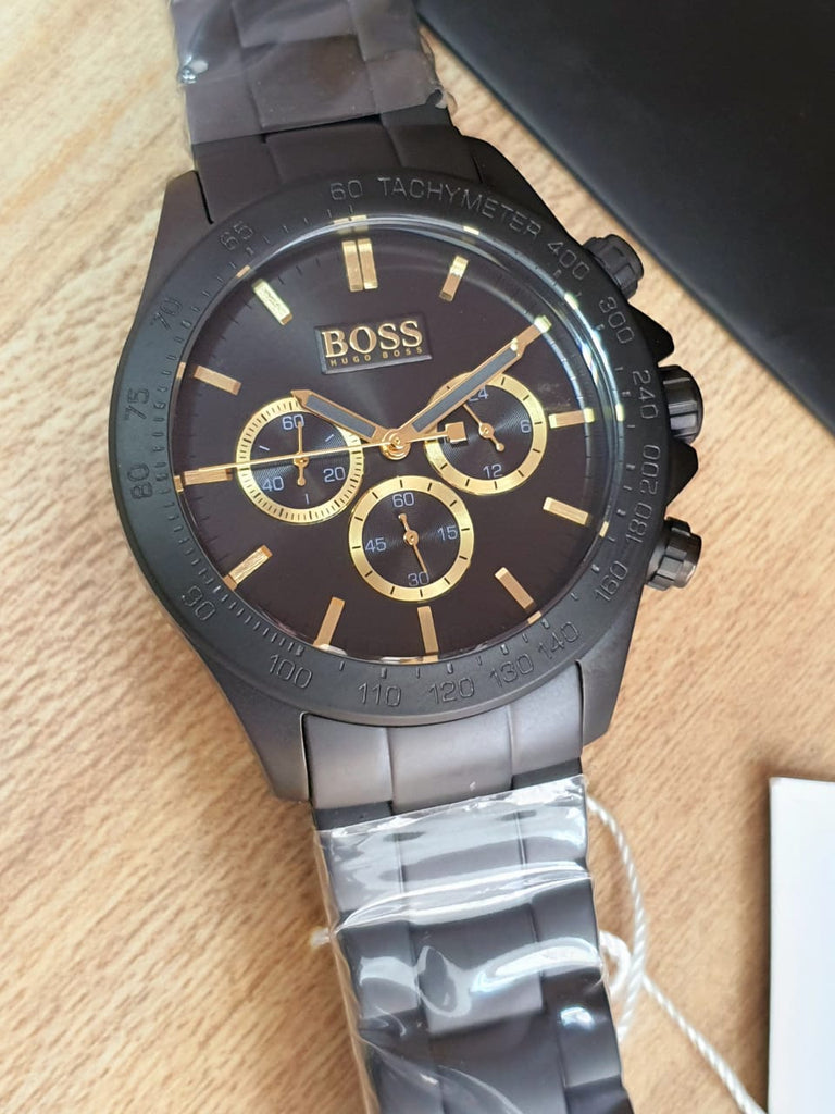 Hugo Boss Ikon Black Dial Black Steel Strap Watch for Men - 1513278