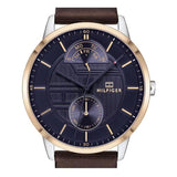 Tommy Hilfiger Hunter Blue Dial Brown Leather Strap Watch for Men - 1791605