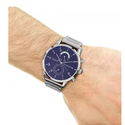 Tommy Hilfiger Kane Blue Dial Silver Steel Strap Watch for Men - 1710401