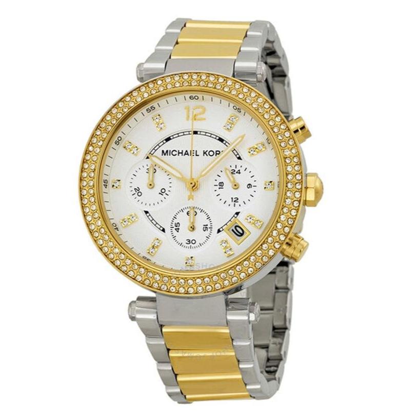Michael Kors Parker White Dial Two Tone Steel Strap Watch for Women - MK5626