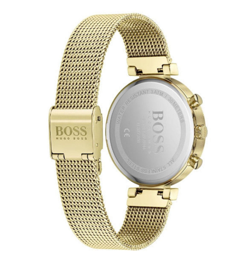 Hugo Boss Flawless White Dial Gold Mesh Bracelet Watch for Women - 1502552
