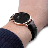 Daniel Wellington DW00100127 Classic Sheffield Men's Watch – Black Dial & Black Leather Strap