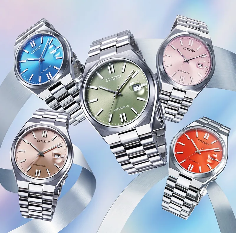 Citizen x Pantone NJ0158-89X Men's Automatic Watch – Dreamy Pink Dial with Silver Steel Strap