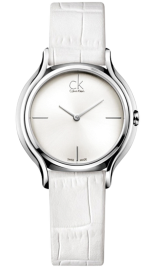 Calvin Klein Skirt White Dial White Leather Strap Watch for Women - K2U231K6