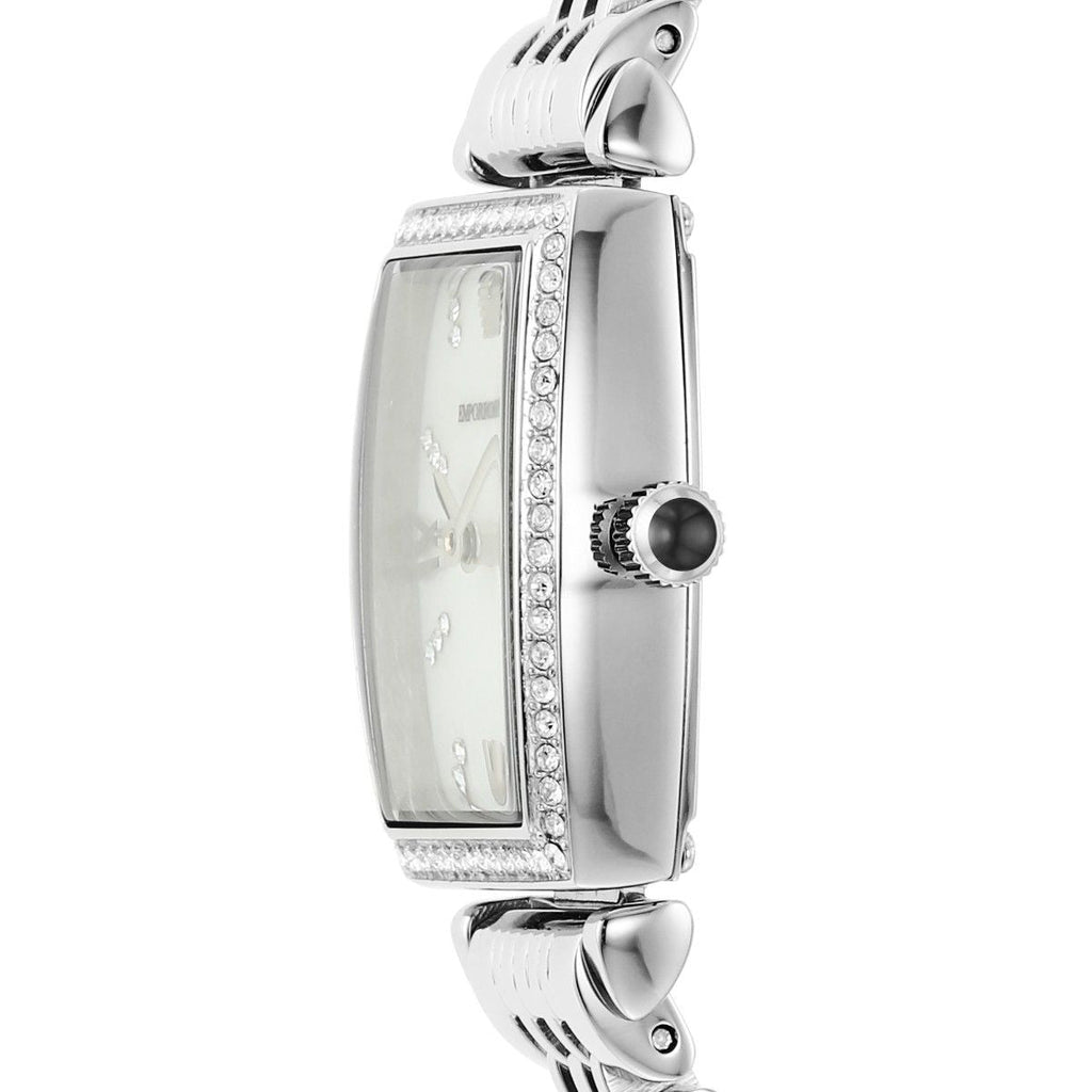 Emporio Armani Gianni T-Bar Quartz White Dial Silver Steel Strap Watch For Women - AR11405