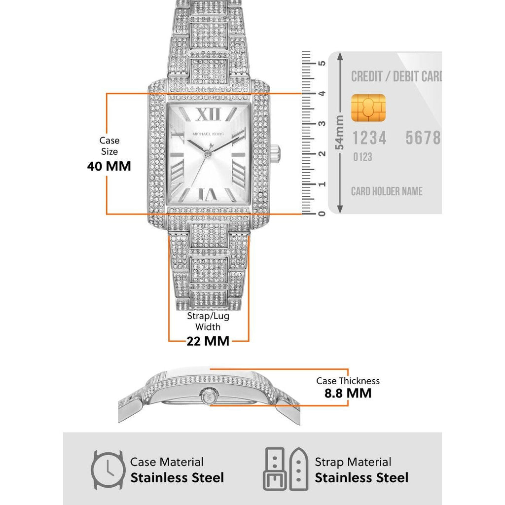 Michael Kors Emery Analog Crystals Silver Dial Silver Steel Strap Watch for Women - MK4648