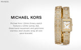 Michael Kors Emery Analog Crystals White Dial Gold Steel Strap Watch for Women - MK4835