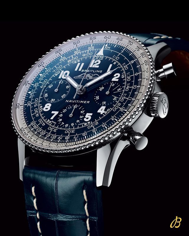 Breitling Navitimer Automatic 35 Blue Dial Blue Leather Strap Watch for Men - A17395161C1P1