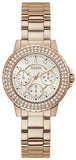 Guess GW0410L3 Crown Jewel Multifunction Diamonds Quartz Women's Watch – White Dial & Rose Gold Steel Strap
