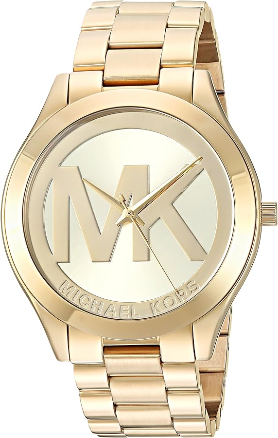 Michael Kors Slim Runway Analog Gold Dial Gold Steel Strap Watch For Women - MK3739