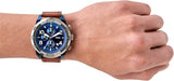 Fossil FS5829 Bronson Chronograph Men’s Watch – Luggage Blue Dial with Brown Leather Strap