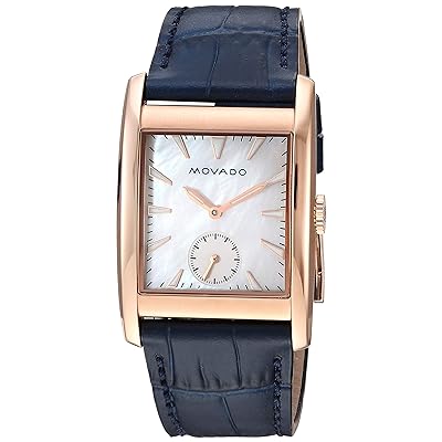 Movado Heritage Mother of Pearl White Dial Blue Leather Strap Watch For Women - 3650052