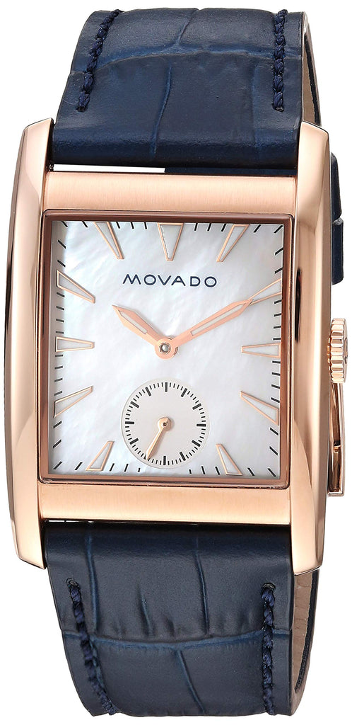 Movado Heritage Mother of Pearl White Dial Blue Leather Strap Watch For Women - 3650052