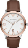 Emporio Armani AR11211 Giovanni Quartz Men's Watch – White Dial with Brown Leather Strap