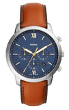 Fossil FS5453 Neutra Chronograph Men's Watch – Blue Dial & Brown Leather Strap