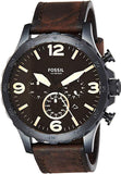 Fossil Nate Chronograph Brown Dial Brown Leather Strap Watch for Men - JR1487