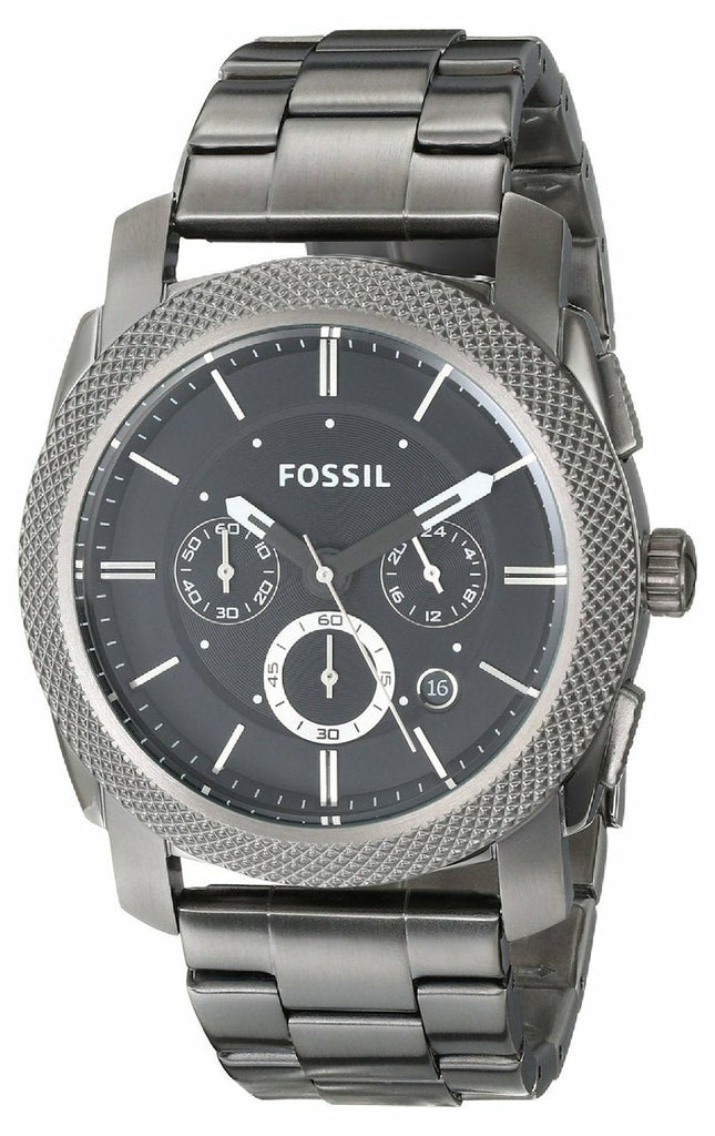 Fossil Machine Chronograph Black Dial Grey Steel Strap Watch for Men - FS4662