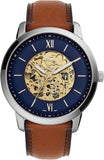 Fossil ME3160 Neutra Automatic Skeleton Men’s Watch – Blue Dial with Brown Leather Strap