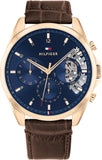 Tommy Hilfiger 1710453 Baker Chronograph Quartz Men's Watch – Blue Dial & Brown Leather Strap