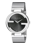 Gucci G Interlocking Black Dial Silver Steel Strap Watch For Women - YA133307