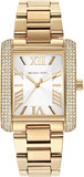 Michael Kors MK4643 Emery Three-Hand Quartz Women's Watch – Crystal-Accented Silver Dial & Gold Steel Strap
