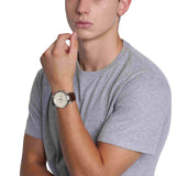 Fossil FS5380 Neutra Chronograph Men’s Watch – White Dial & Brown Leather Strap