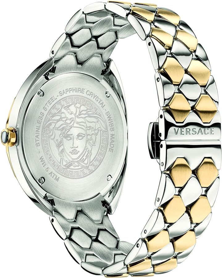 Versace Shadov Quartz Gold Dial Two Tone Steel Strap Watch for Women - VEBM00518
