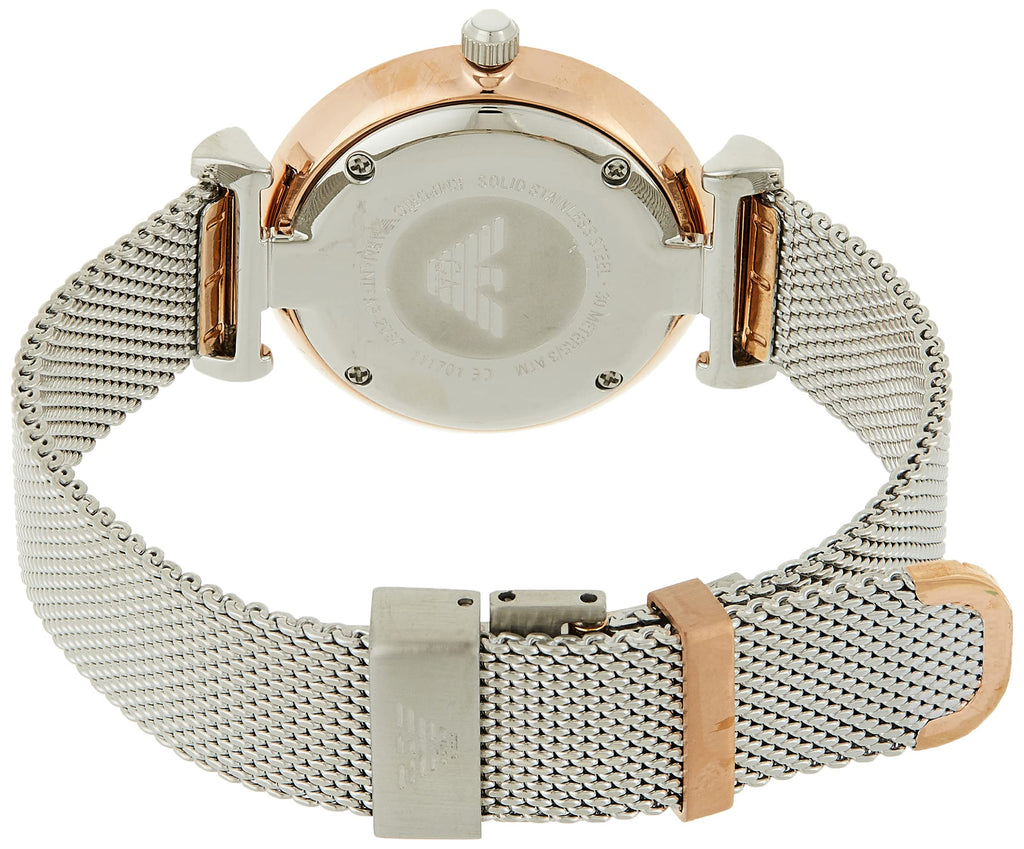 Emporio Armani Retro Mother of Pearl Dial Silver Mesh Bracelet Watch For Women - AR2067