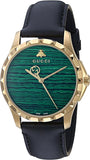 Gucci YA126463 Le Marché Des Merveilles Quartz Women's Watch – Green Dial & Black Leather Strap