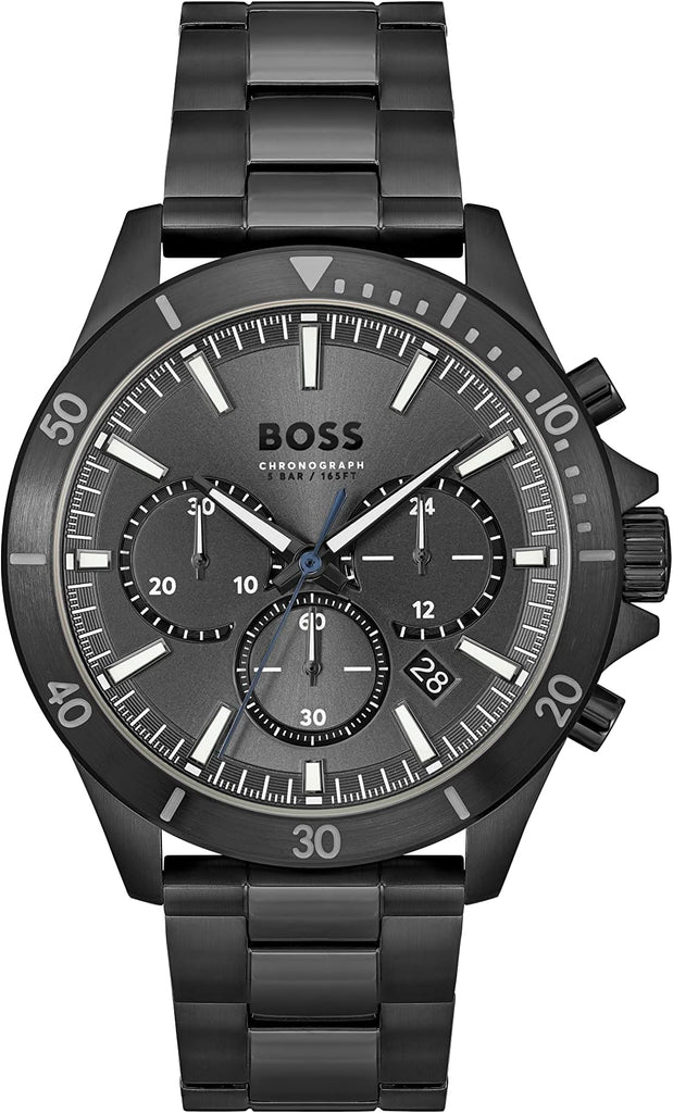 Hugo Boss Troper Chronograph Grey Dial Grey Steel Strap Watch For Men - 1514058
