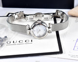 Gucci Diamantissima Diamonds Mother of Pearl Dial Silver Mesh Bracelet Watch for Women - YA141512