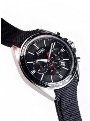 Hugo Boss Driver Black Dial Black Leather Strap Watch for Men -1513087