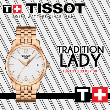 Tissot T Classic Tradition Lady White Dial Rose Gold Steel Strap Watch for Women - T063.210.33.037.00