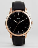 Fossil The Minimalist Black Dial Black Leather Strap Watch for Men - FS5376