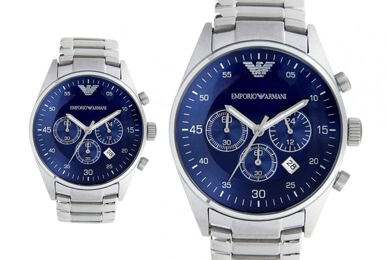 Emporio Armani Sportivo Chronograph Blue Dial Silver Steel Strap Watch For Men - AR5860